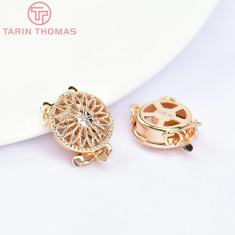(5798) 4PCS 12MM 24K Gold Color Brass Round Bracelet Necklace Connector Clasp High Quality Diy Jewelry Accessories Wholesales