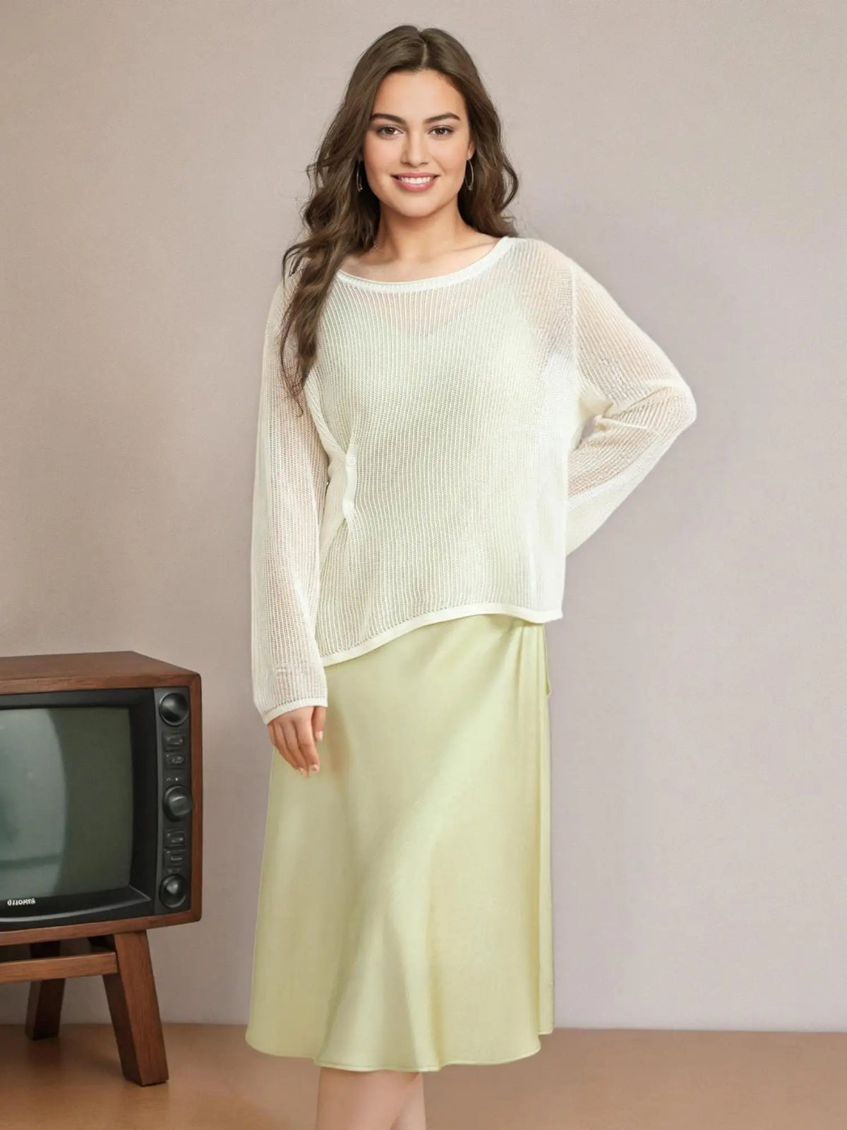 DUSHU Plus Size 2025 Spring Summer New Hollow Sunscreen Knit Cardigan For Women Thin All-match Cardigan Chic Top 25DS81287