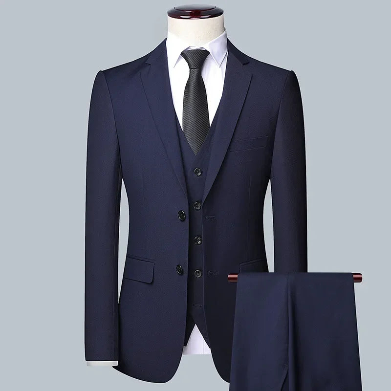 Suit Boutique Men's Fashion Business (Blazer+ Vest + Trousers) Gentleman's Wedding Casual Professional Formal Suit 3 Piece M-6XL