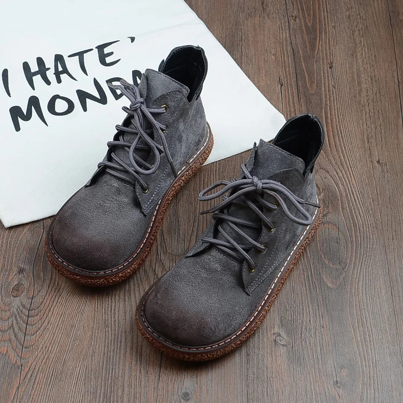 Careaymade-New Casual boots autumn&winter women's versatile big head doll shoes thick soled short boots flat soled women's boots