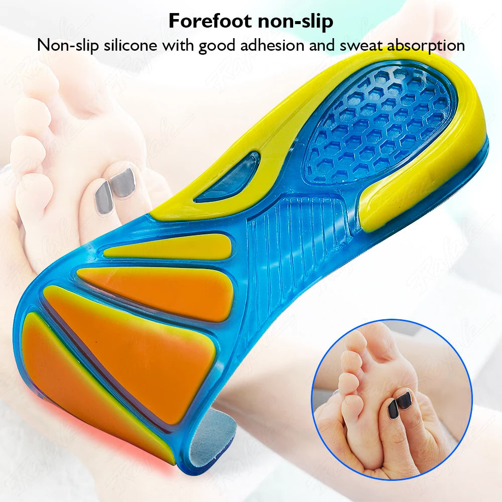 Massaging Orthopedic Insoles Foot Care For Feet Shoes Sole Shock Absorption Pad New Silicone Non-Slip Gel Soft Sport Shoe Insole