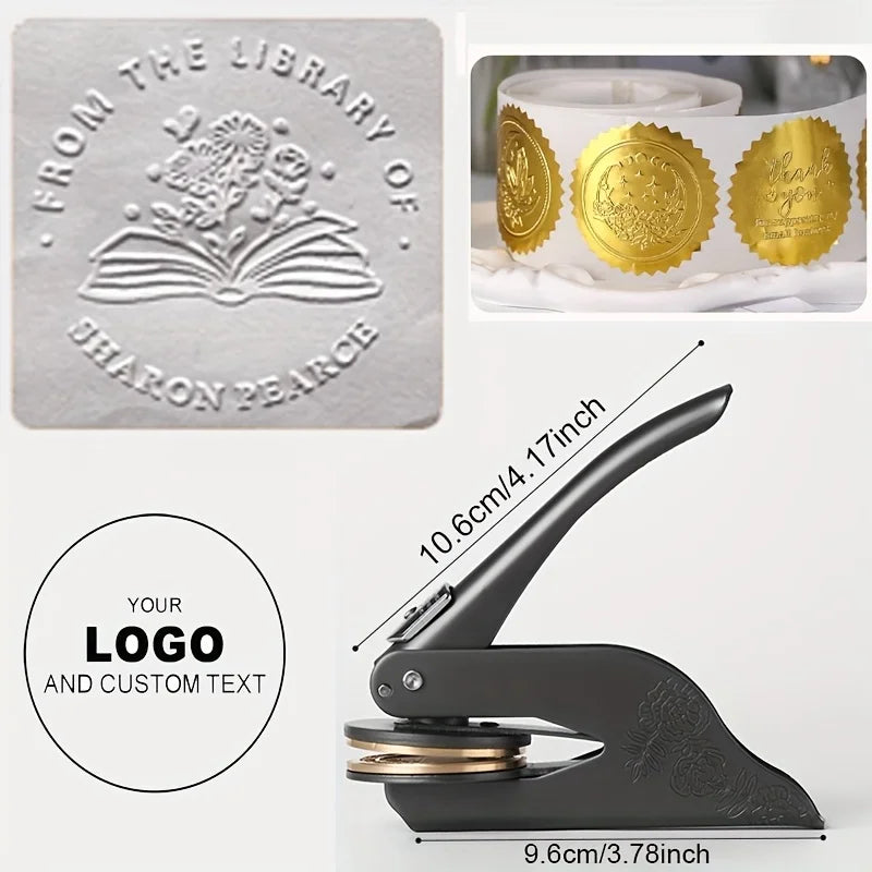 Customized Embossed Stamp Personalized Custom Book Embosser Seal Wedding Invitation Logo Customization Embossing Paper Stamp