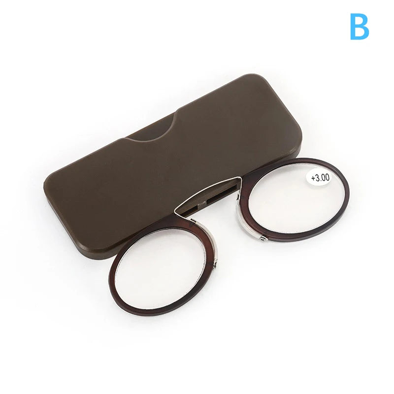 Stick On Phone Mini Clip Nose Bridge Reading Glasses Ultra Thin Reading Glasses 100-350 Portable Presbyopic Glasses With Case