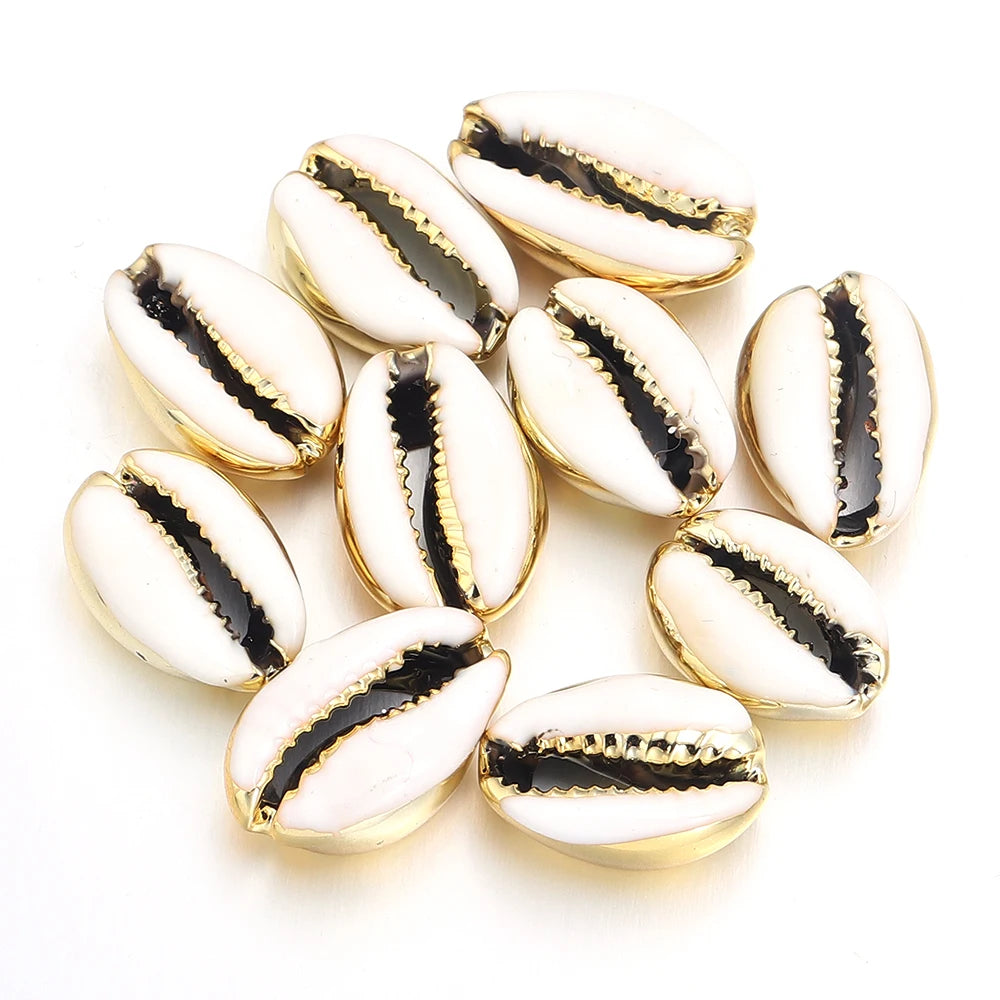 10pcs/lot 13-20mm Electroplated Colored Shell Shaped Beads For Jewelry Making Charm Pendant DIY Fashion Necklace Earrings Gifts