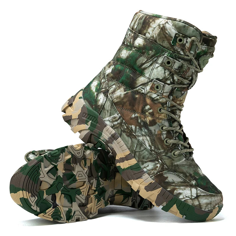 QZHSMY New Men Boots Tactical Shoes High Top Hiking Durable Anti-Slip Outdoor Climbing Trekking Shoe Military Tactical Low Boots