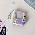 32 Pockets 16 Pages Laser Color Photo Album for 1.4x2.1 Inch Mini Photo Name Card K-pop Star Photocard Album with Keychain