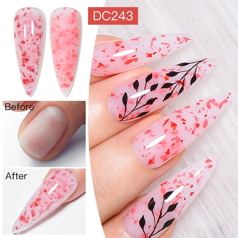 Mtssii 7ML Pink Glitter Quick Extension Gel Nagellack Rosa Goldfolien-Effekt Vernis Semi Permanent UV Gel Nagellack Hard Gel