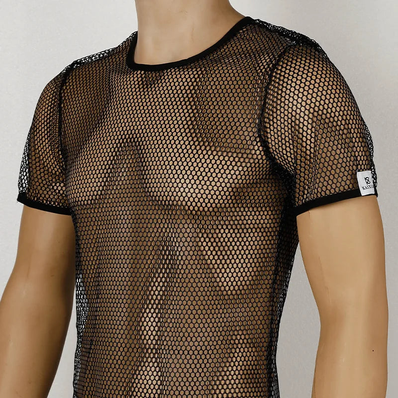 Men's Hollow Out Mesh T-Shirt, Breathable, Sport, See Through, Streetwear, Lightweight, Casual Tank Top, Summer, New Arrivals