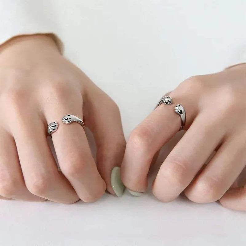 Cat Paw Print Ring Fantastic Cat Imprint Silver Color Simple Style Design Women's Rings Cute Women Girls Party Gift Jewelry