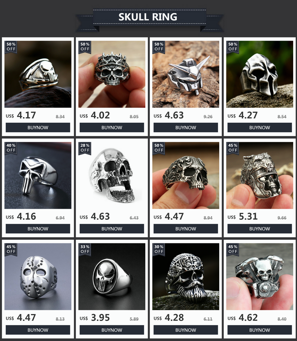 Punk High Polish Stainless Steel Pirate Skull Ring For Men Women Gothic Vintage Skull Rings Fashion Jewelry Gift Dropshipping