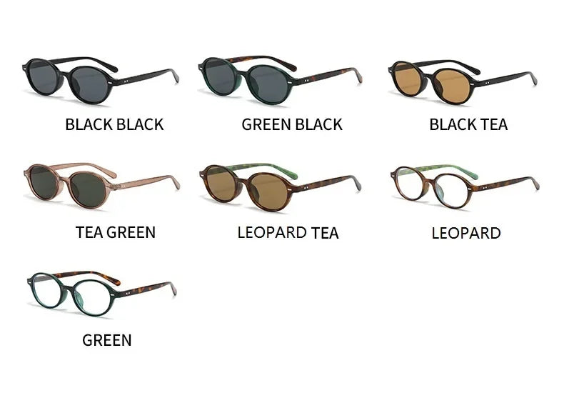 Retro Small Oval Sunglasses Women Men Rivets Shades Fashion Eyewear Luxury Sun Glasses UV400