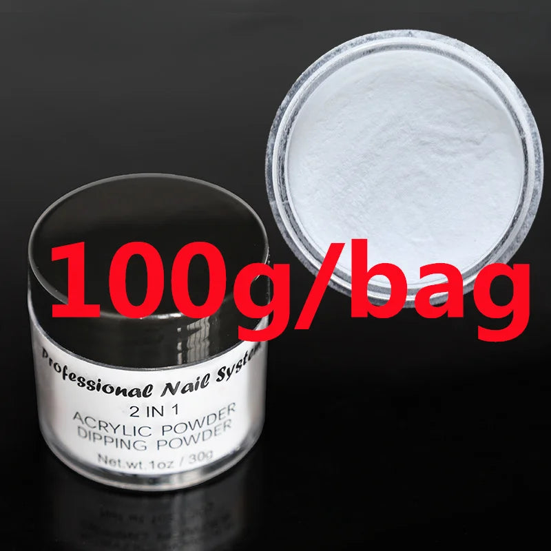 100g Polvo Acrílico Profesional Rosa Nude Cristal 3 en 1 Extensión/Inmersión/Esculpido Polvo Rosa Cristal de Secado Rápido