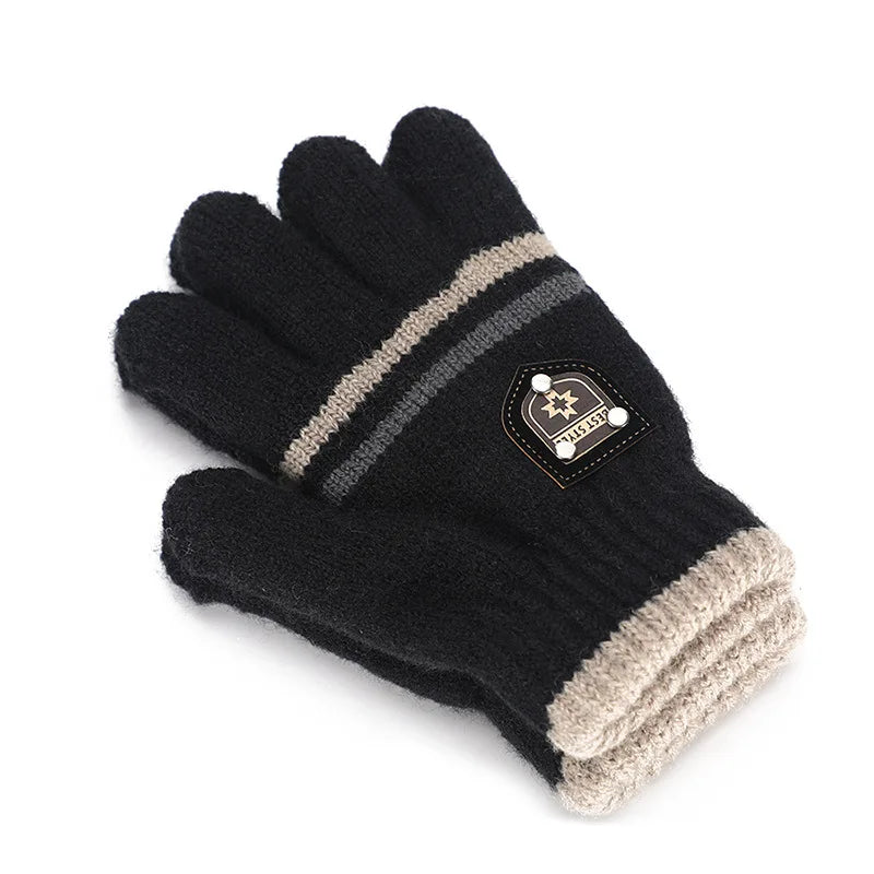 Winter Children's Gloves Warm Double Inner Wool Boy Girl Cold-Proof Kawaii Kids Soft Thick Autumn Elastic Travel Knitted Gloves