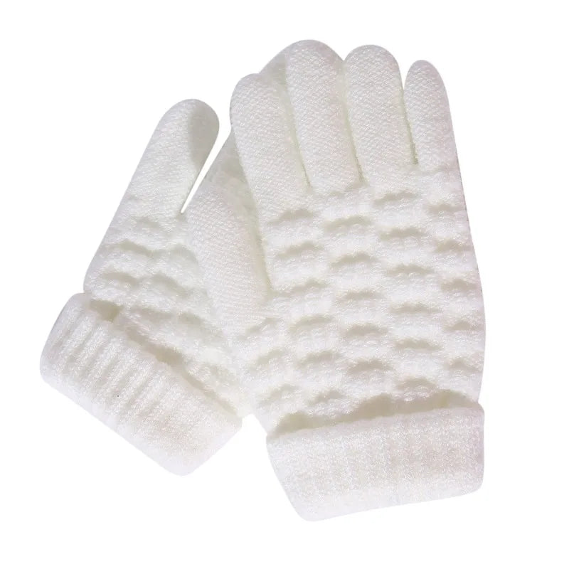 Nuevos guantes de punto gruesos de moda para niños, guantes cálidos de invierno para niños, manoplas elásticas para niños y niñas, guantes sólidos con dedos divididos