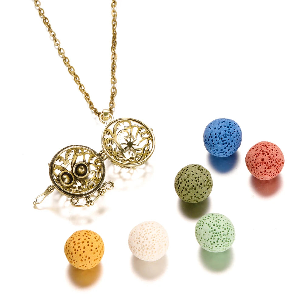 1PCS/Lot Mexico Chime Perfume Bead Ball For Aromatherapy Lockets Necklace Accessories 16mm Colorful Volcanic Stone Ball Jewelry