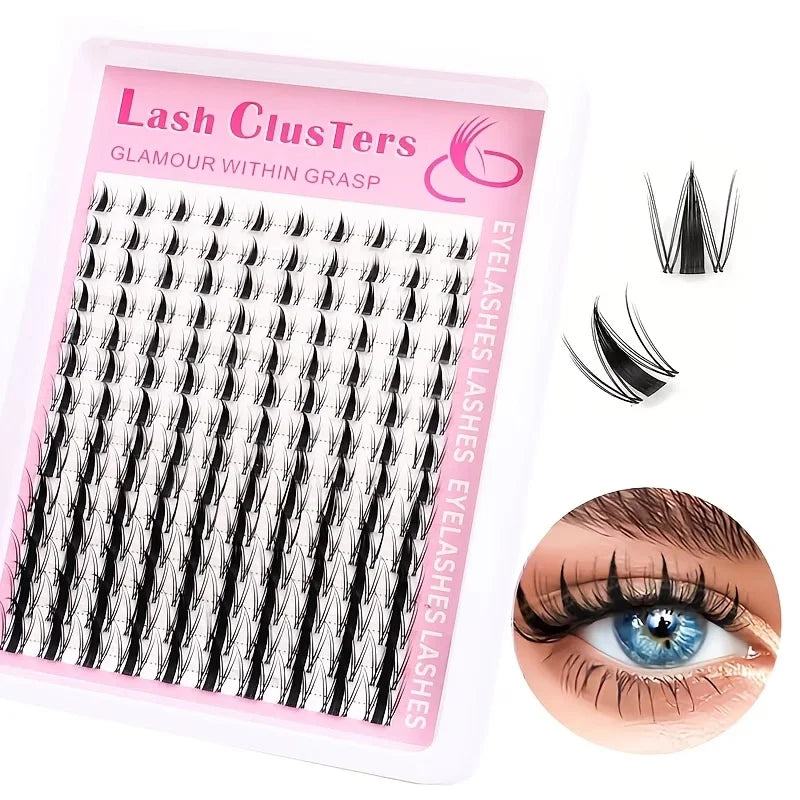 100-Strand Anime Lashes, Single Strand DIY, Korean Style, Fine Black, Natural, Dynamic, Curled, 10-13mm, Reusable For Beginners