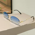 KAMMPT Rimless Oval Sunglasses 2025 Men New Fashion Gradient Outdoor Casual Shades Women Trendy Brand Design Decor Sun Glasses