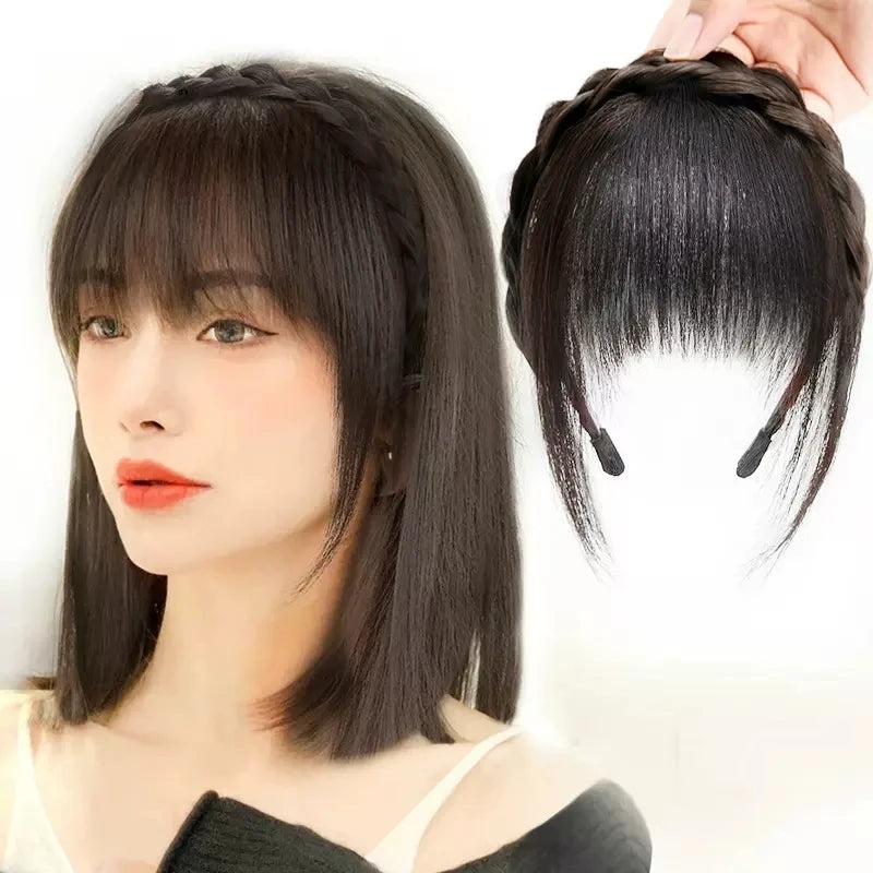 Women Girls Fake Hair Headband Fringe Wig Bangs Hairband Hair Extension Clips In Hair Extension Hair Accessories Hairpiece Clips