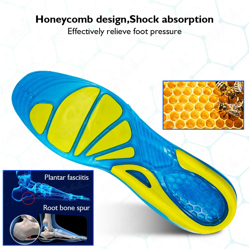 Massaging Orthopedic Insoles Foot Care For Feet Shoes Sole Shock Absorption Pad New Silicone Non-Slip Gel Soft Sport Shoe Insole