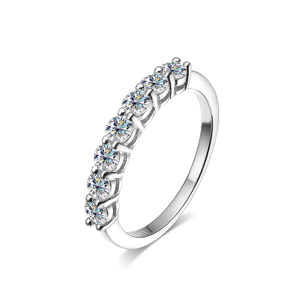 OEVAS 7 stones Each 3MM Moissanite Wedding Rings For Women S925 Sterling Silver Engagement Party Fine Jewelry Gift Wholesale