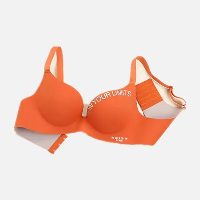 Simplicity Letters Printed Bra Sexy Deep V Thin Women's Lingerie Seamless Cup Surface Bralette No steel rings gather Brassiere