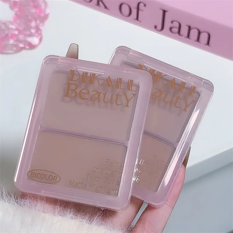 Two-tone Highlight Shading Powder Contour Palette Natural Matte Brighten Skin Blusher Bronzers Shaping Face Nose Shadow Makeup