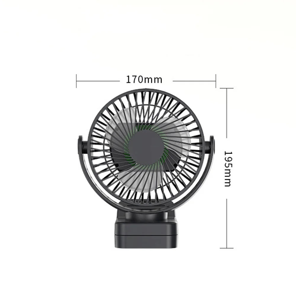 Remote Control Mini Desk Fan USB Rechargeable 12000mAh Large Battery Portable Outdoor Camping Clip Fan with LED Night Light