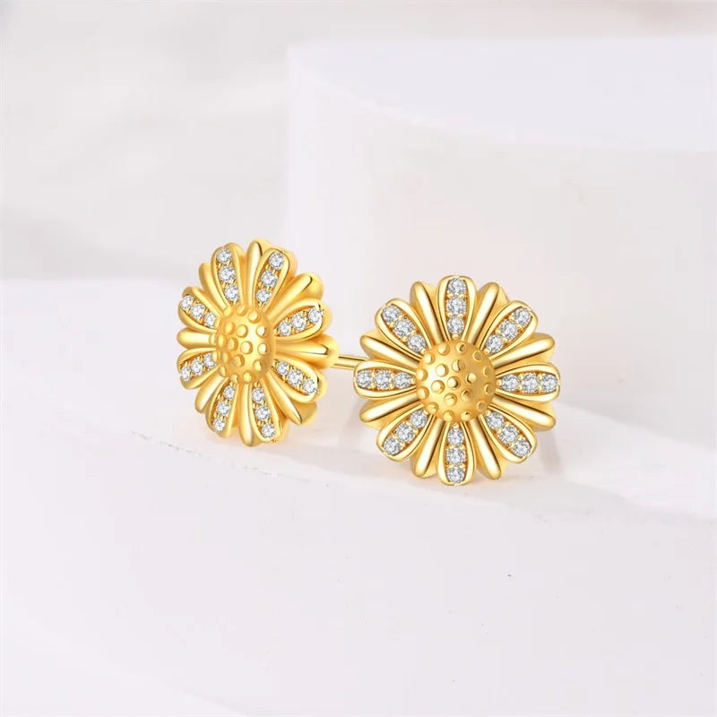 925 Sterling Silver Green Lucky Clover Yellow Daisy Bamboo Earrings  for Women Bee Butterfly Ear Studs Elegant Party Jewelry