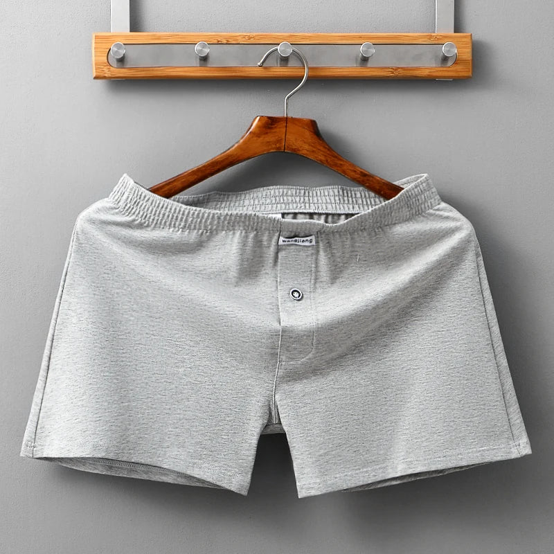 Men Casual Summer Elastic Waist Solid Shorts Printed Clothing Solid Color Shorts Japanese Style Cotton Home Shorts
