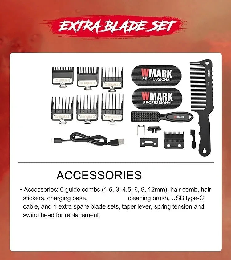 WMARK Hair Trimmer Professional Barber Clipper Cordless Hair Cutting Machine 9000 RPM Adjustable Trimmer for Men NG-8030 NG-8230