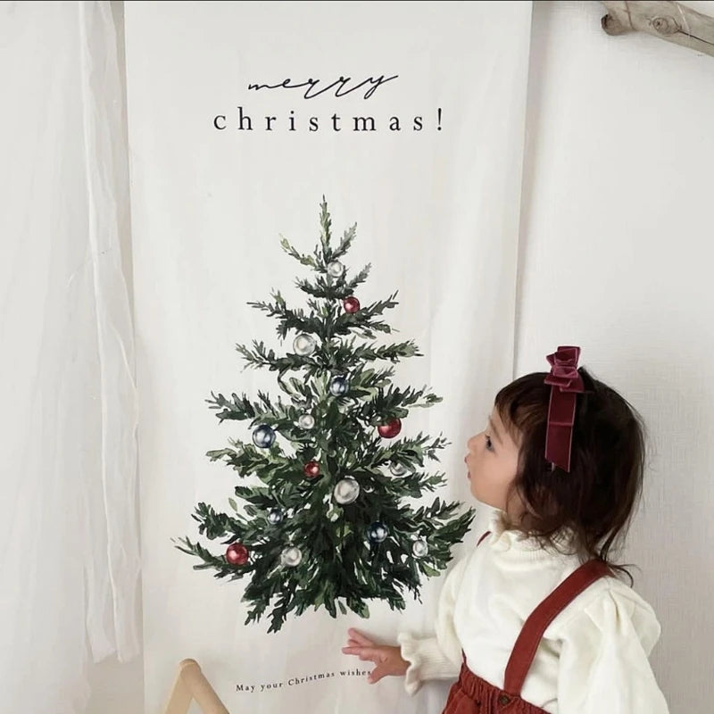 Wall Hanging Tapestries Christmas Tree Background Cloth Photo Props 2024 Poster