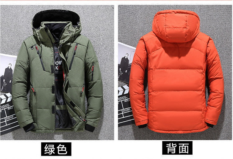 Winter Mens White Duck Down Jacket Warm Hooded Thick Slim Fit Puffer Jacket Coat Male Casual High Quality Overcoat Thermal