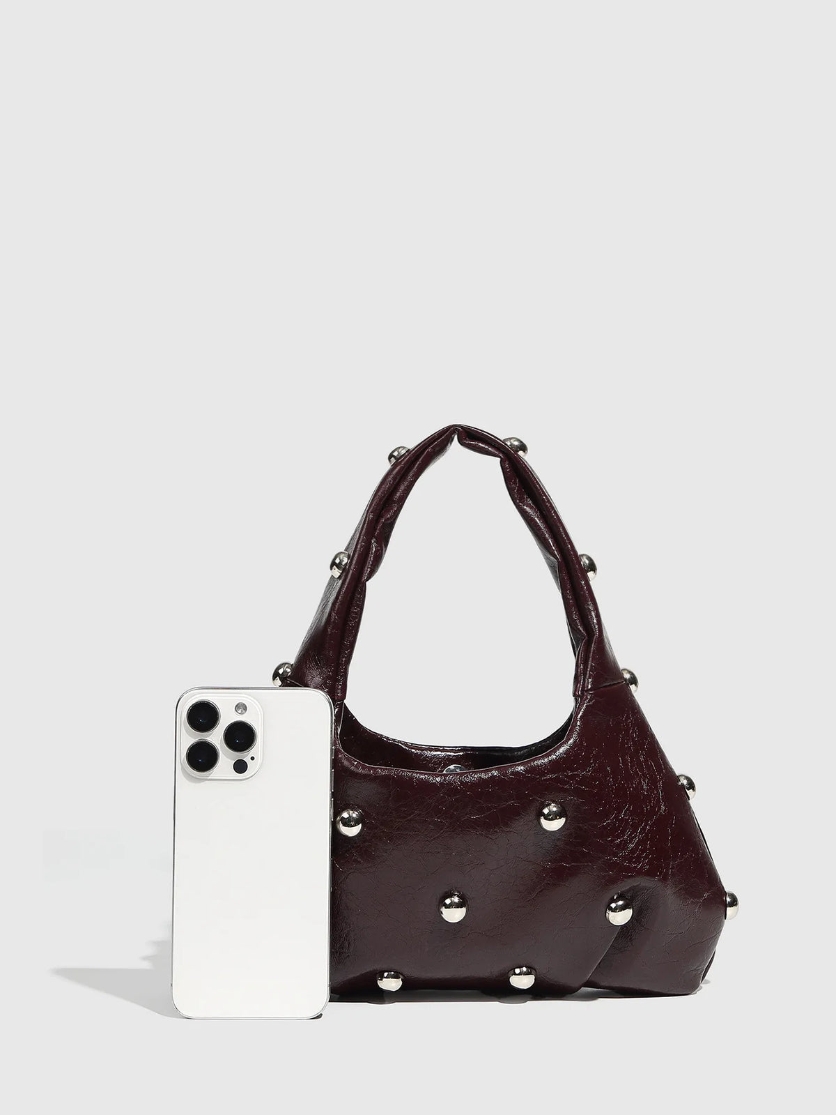 NEW Rivet Women's Handbags Soft PU Leather Shoulder Bag Casual Designer Hobos Half Moon Underarm Bags for Women 2025 Tote Clutch