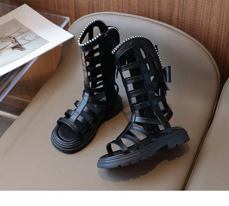 Children Sandals High-top Kids Girls Sandals Baby Sandals High Quality Flat Cut-Outs Beach Sandals