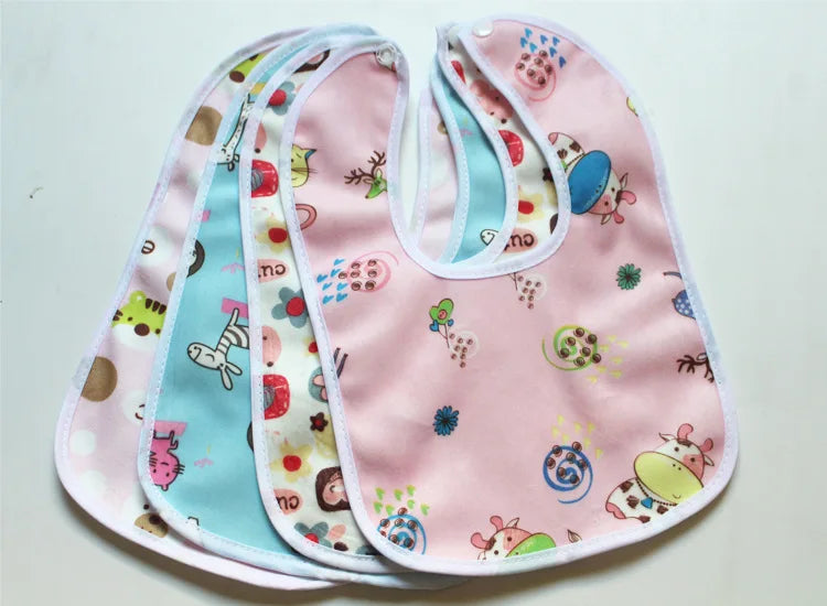 3pcs Baby Cartoon Snap Waterproof Bib Super Soft Baby Bib Newborn Crystal Velvet Saliva Towel