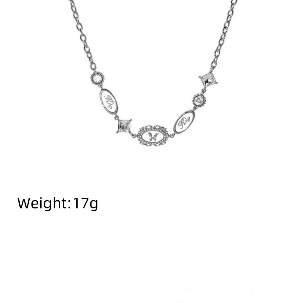 New Fashion Punk Butterfly Letter Pendant Necklace for Women Trendy Fashion Neck Chain Women's Group Style Jewelry