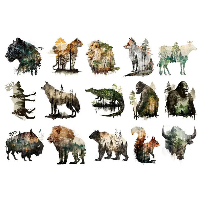 Landscape Animals Patches On Clothes Wolf Tiger fox Sticker Clothes Decoration Diy Accessory Print On T-Shirt Iron On Patch
