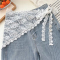 Lace Trim Bandana Triangle Scarf Delicate Ins Ruffled Lace Hair Scarf 2-in-1 Head Band Waist Accessory for Y2K Outfits Headscarf