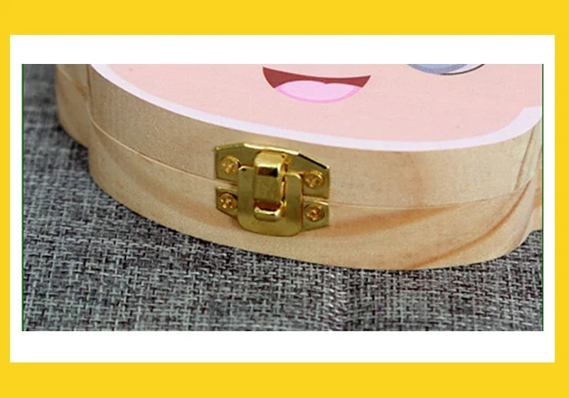 English Baby Wood Tooth Box Organizer Milk Teeth Storage Collect Teeth Umbilica Save Gifts Baby Tooth Box