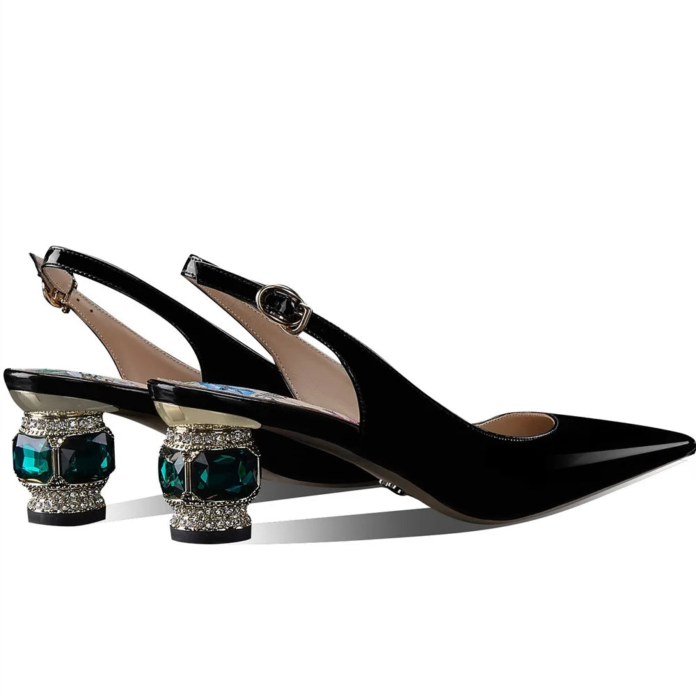 【JOCHEBED HU】2025 Newest Spring Summer Shoes Woman Sexy Brand Genuine Leather Shallow Pumps Pointed-Toes Strange Style  33-46