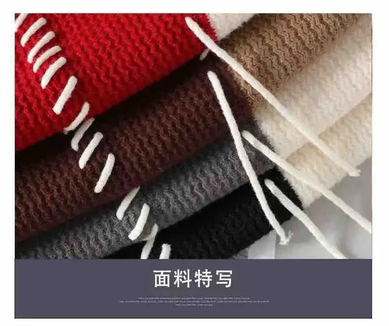 Autumn Winter Men Sweater O-Neck Patchwork Contrast Color Korean Trend Fashion Thicken Warm Pullovers Long Sleeve Knitted Tops