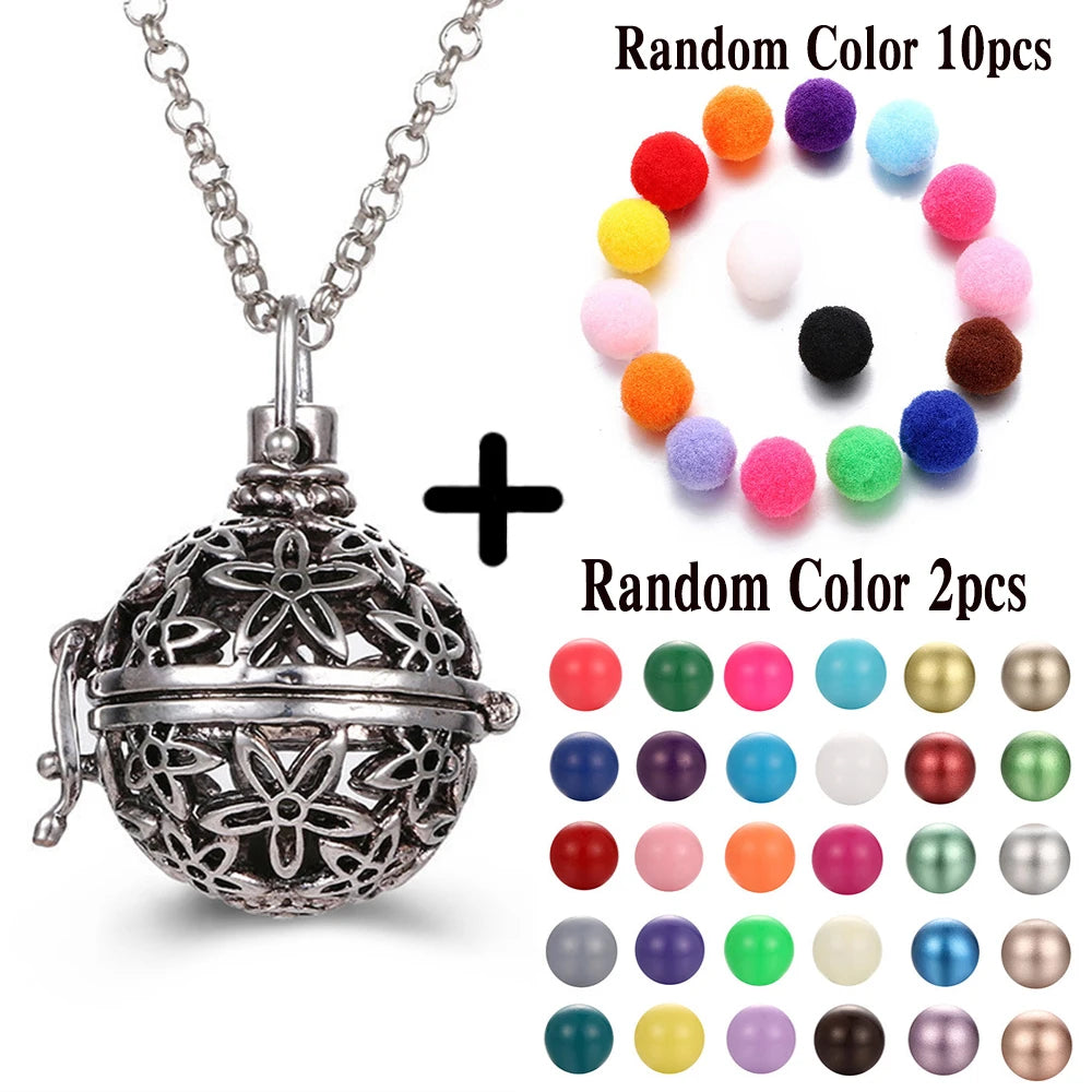 2020 Multi Styles Hollow LOVE Angel Wings Vintage Necklace Music Ball Pregnancy Bell Necklace Aroma Essential Oil Locket Pendant