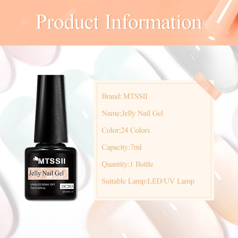 Mtssii 7ML Jelly Nude Gel Nail Polish Summer Light Pink Peach Translucent Color UV Light Cure Gel Varnish Nail Art DIY at Home