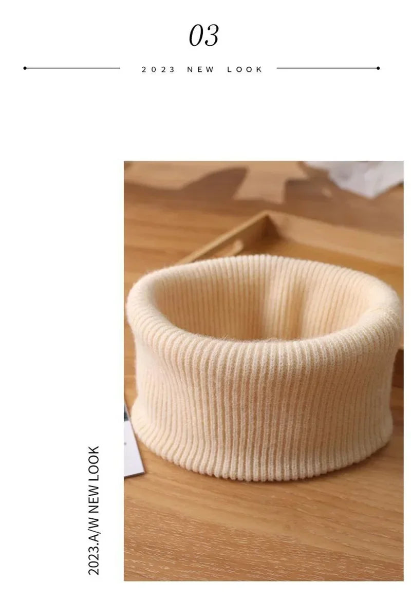 Men's Women's Winter Warm Cashmere Scarf Outdoor Sports Windproof Neck Protect Elastic Thick Wool Knit Snood Female Fake Collar