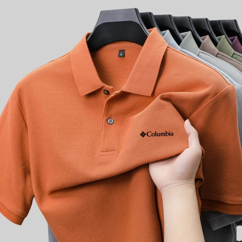 100% algodón, marca de lujo personalizada, bordado exquisito, manga corta de verano, polo para hombre de gama alta, cómodo, color sólido