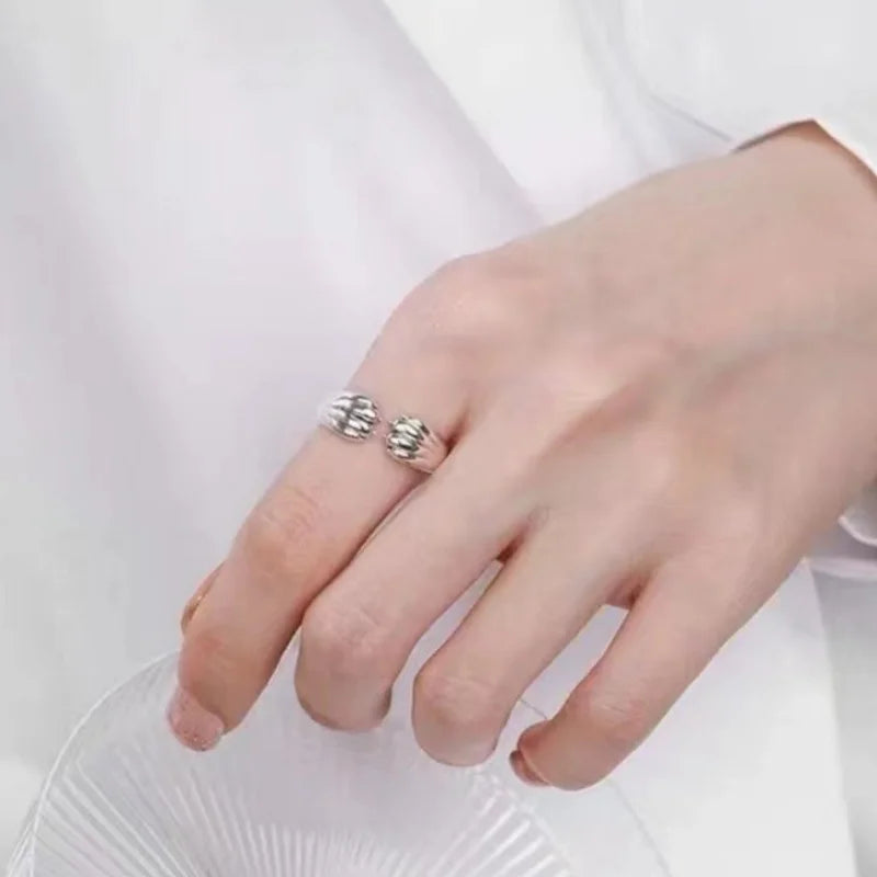 Cat Paw Print Ring Fantastic Cat Imprint Silver Color Simple Style Design Women's Rings Cute Women Girls Party Gift Jewelry