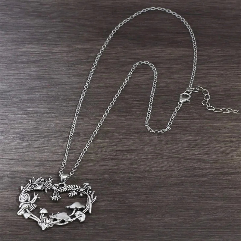 1pc Fashion Mushroom Heart Moon Pendant Necklaces,18 Inch Chain Necklace Party Jewelry Gifts Valentines