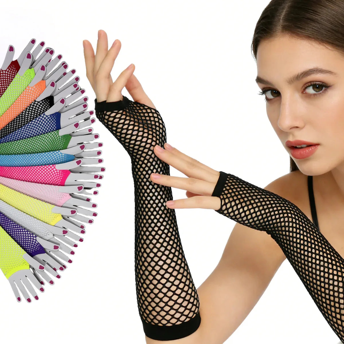 Fishnet Stretch Gloves Sexy Long Gloves Punk Half Finger Nightclub Party Gloves Cosplay