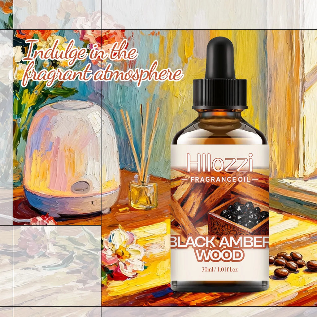 BLACK AMBER WOOD FRAGRANCE OIL Fragrance oil suitable for aroma diffusers, humidifiers, car air fresheners, and candle making