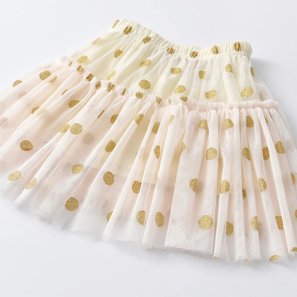 DXTON Toddlers Girls Polka Dot Party Princess Skirt Kids Mesh Tulle Tutu Skirts 3 to 8 Years Children Casual Clothes